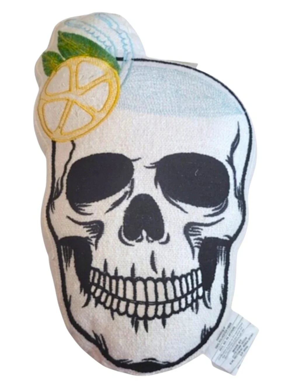 Summerween Skull Accent Pillow Lemon Halloween Gothic Home Decor NWT